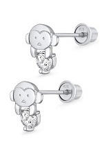 very nice monkey cubic zirconia baby stud earrings